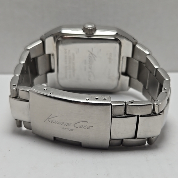 Mens Kenneth Cole 36mm Date Silver Tone Black Stainless Watch KC3405 New Battery - Picture 7 of 8